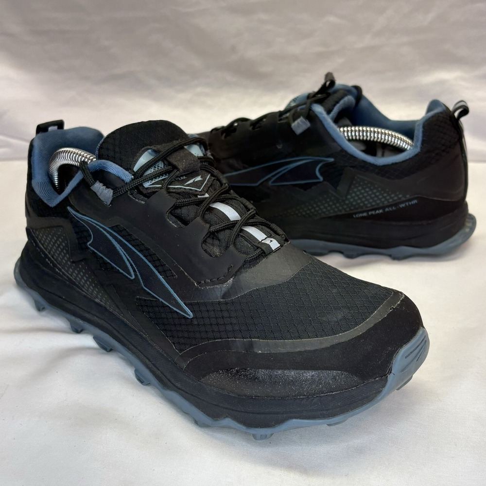 Altra Lone Peak All-WTHR Low Women 7 Black Blue Trail Running Shoes AL0A4VR9040